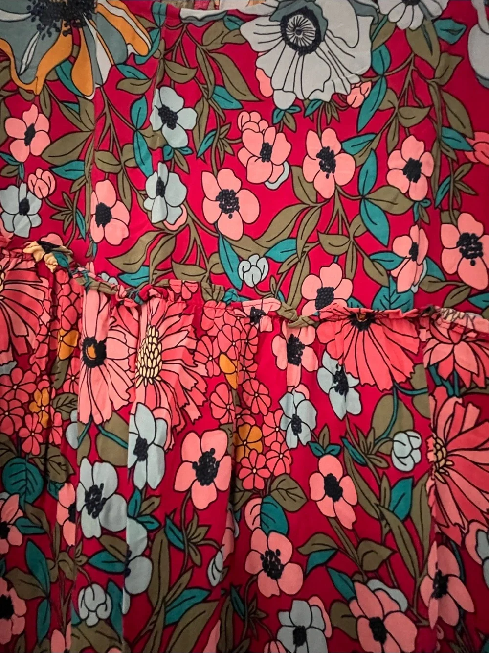 NATURAL LIFE Floral Tiered Maxi Dress in Reds,teal and pink - Picture 4 of 4